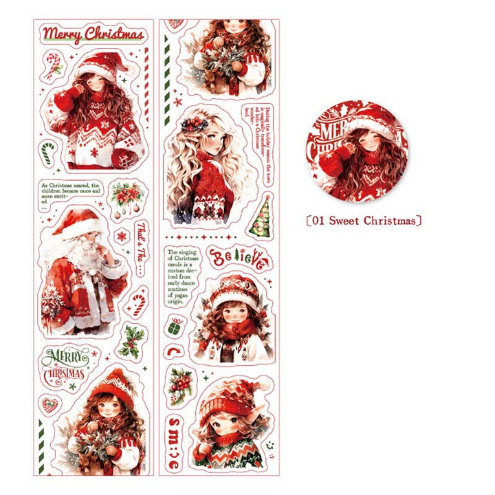 Merry Christmas Series Tape Loop Sticker For Journal Crafts