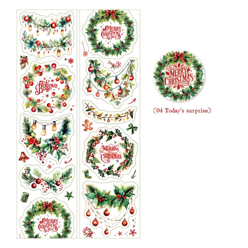 Merry Christmas Series Tape Loop Sticker For Journal Crafts