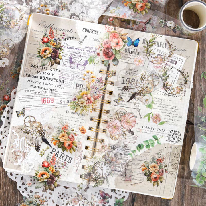 Colorful Flower Bouquet Series Tape Loop Sticker For Journal Crafts