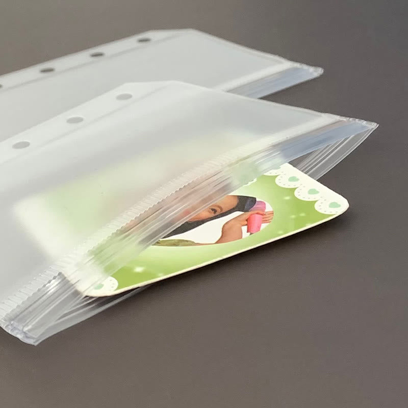 Mini Clear PVC Zipper Storage Bag Loose- Leaf Page for Card Sticker Storage