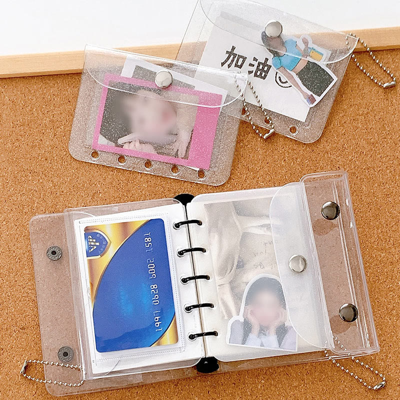 Mini 5Pcs Card Storage Bag Loose-Leaf Refill Page with Buckle