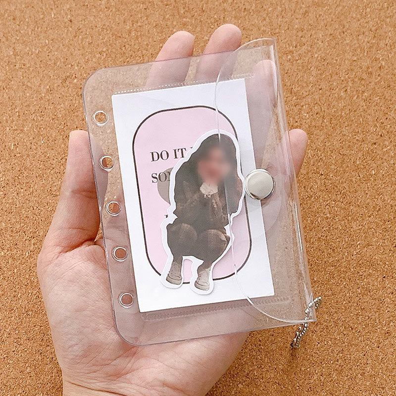 Mini 5Pcs Card Storage Bag Loose-Leaf Refill Page with Buckle