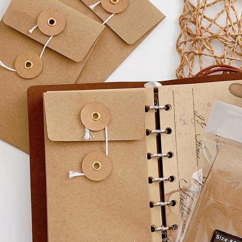 5Pcs Mini Kraft Paper Envelop Fits M5 A7 Notebook Loose-Leaf Refill