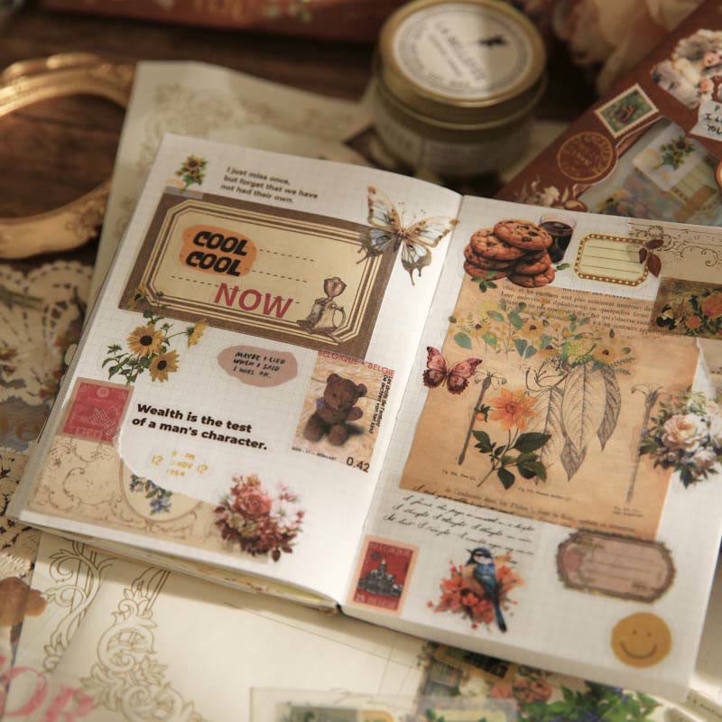 100pcs The Romantic Gift Sticker Box Retro Scrapbooking Supplies