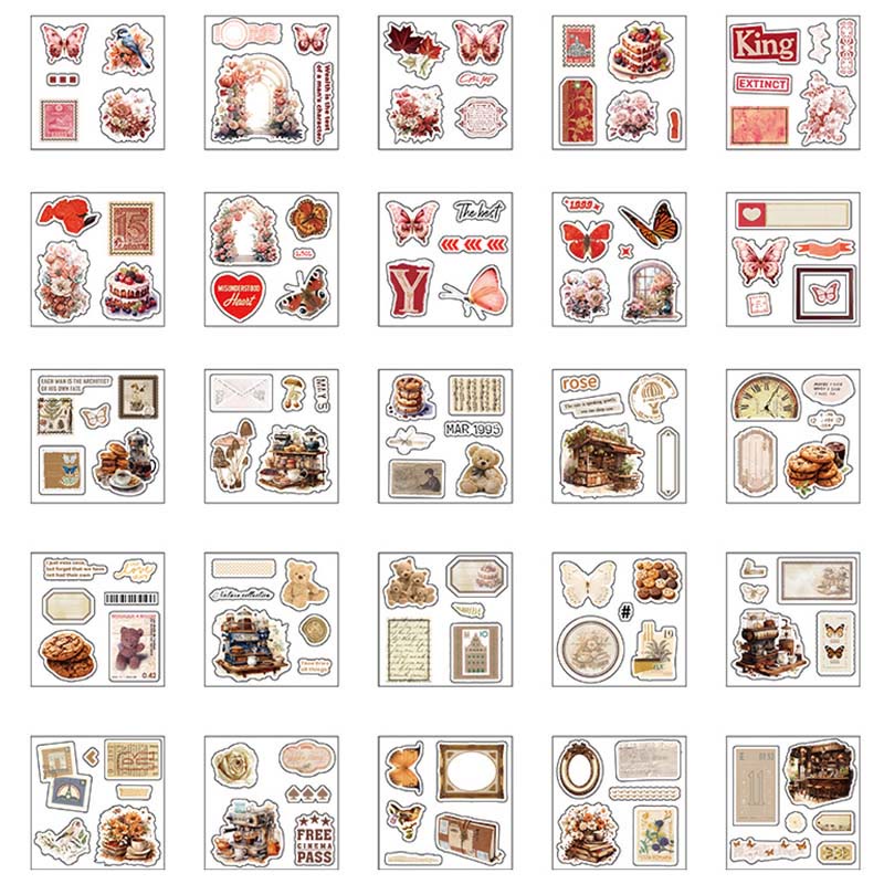 100pcs The Romantic Gift Sticker Box Retro Scrapbooking Supplies