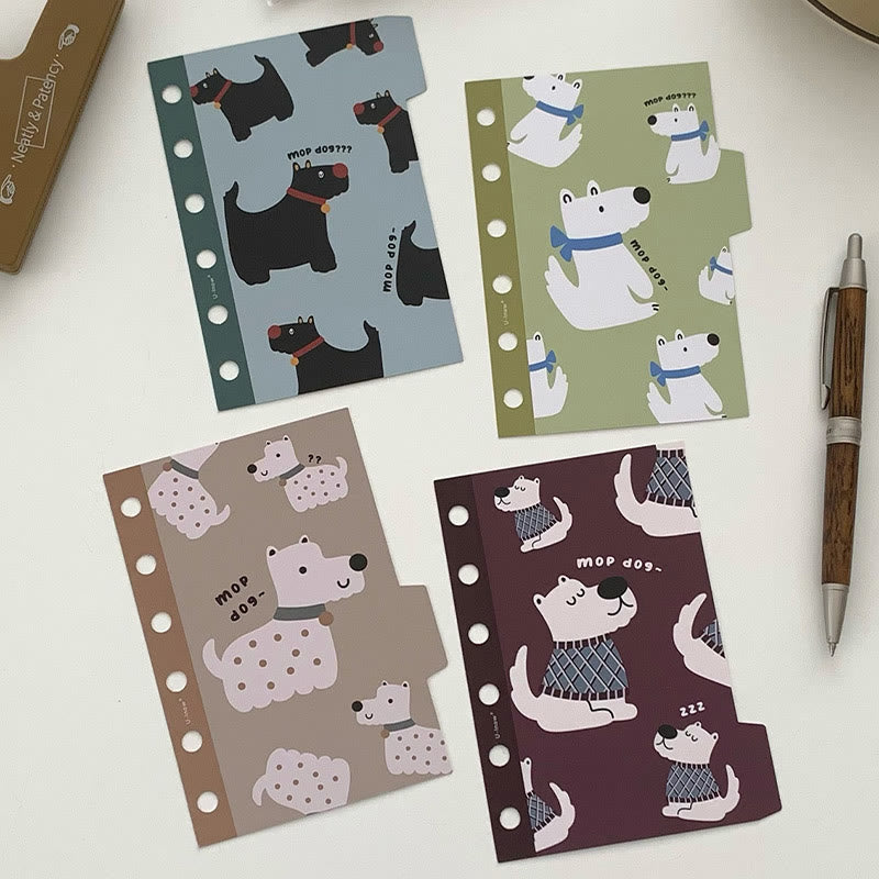 M5/A7 Cute Animals Pattern Binder Dividers Page Tabs for 6 Rings Binder