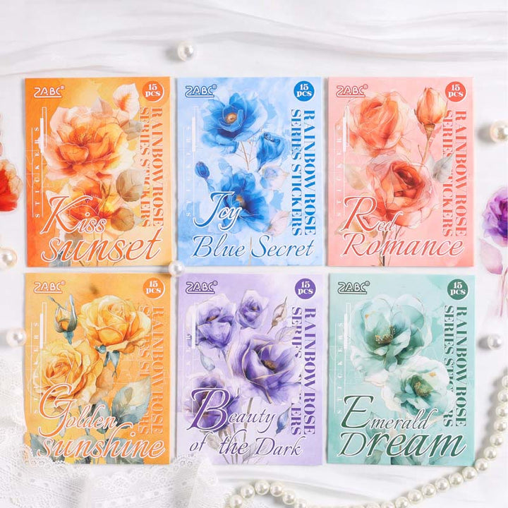 Rainbow Rose Series PET Sticker For Crafts Journal Decor