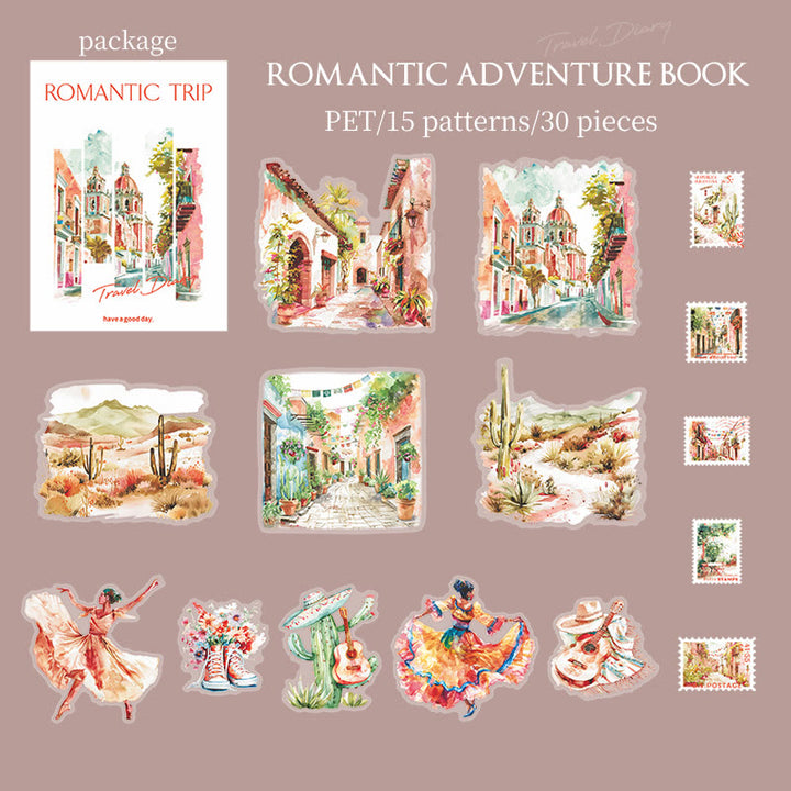 Romantic Travel Diary Series PET Sticker For Journal Decor