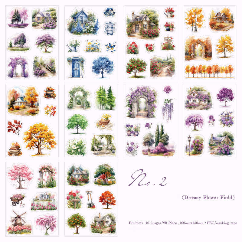 Garden Flower Field Series Stickers For Decorative Journaling Crafts