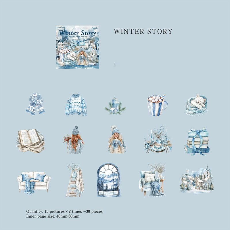 Winter Daily Life Series PET Sticker For Journal Decor