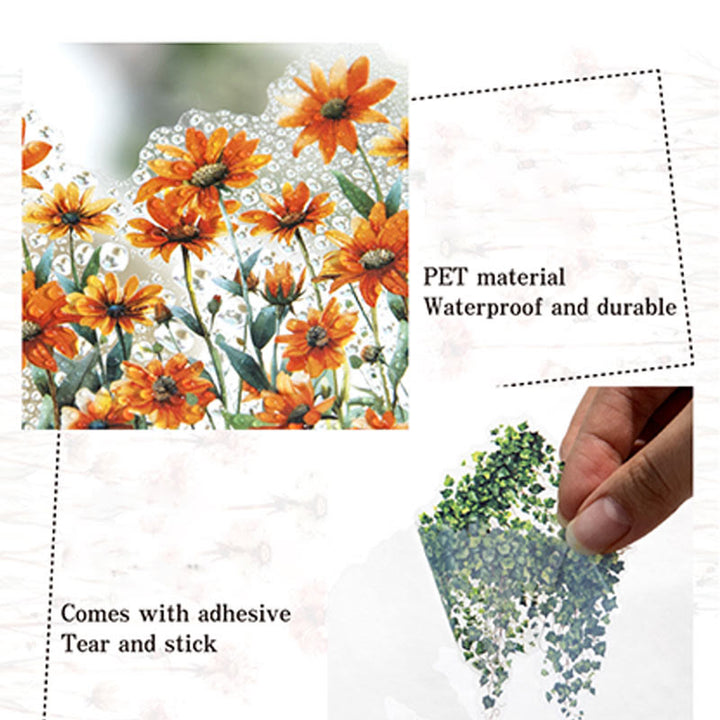 Spring Mountain Flower Vine Series PET Sticker For Journal Decor