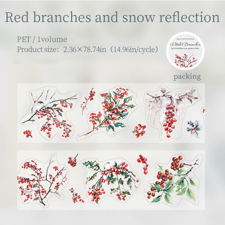 Winter Branch Series PET Tape Loop For Journal Crafts