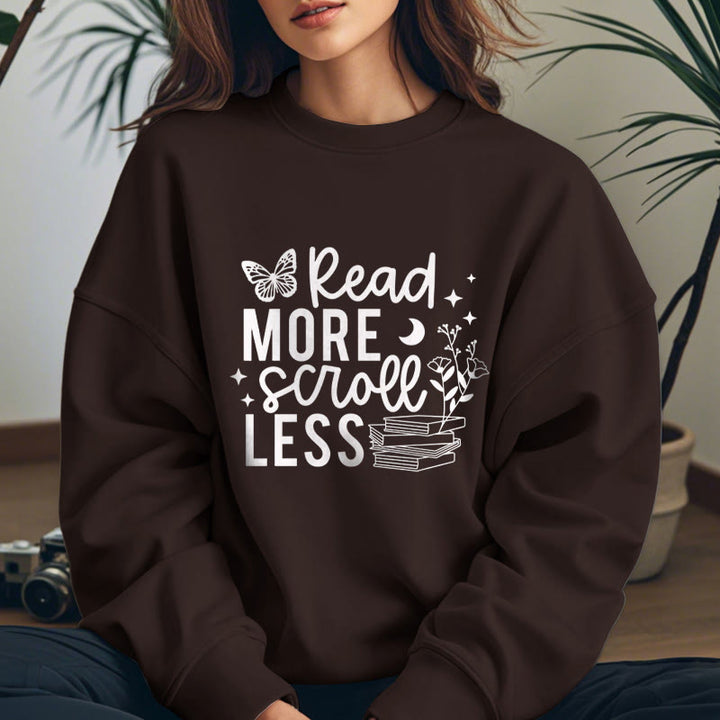 Read More Scroll Less Fleece Lined Sweatshirt Round Neck Sweatshirt