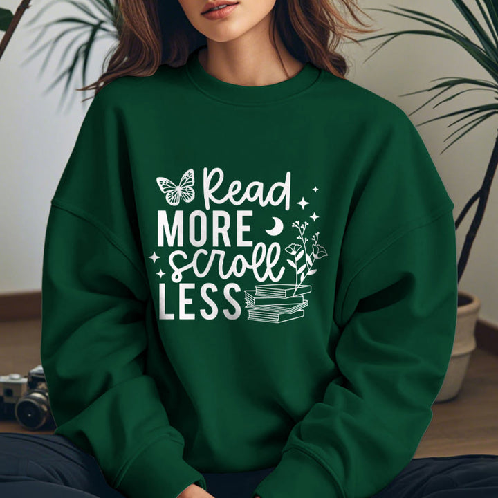 Read More Scroll Less Fleece Lined Sweatshirt Round Neck Sweatshirt