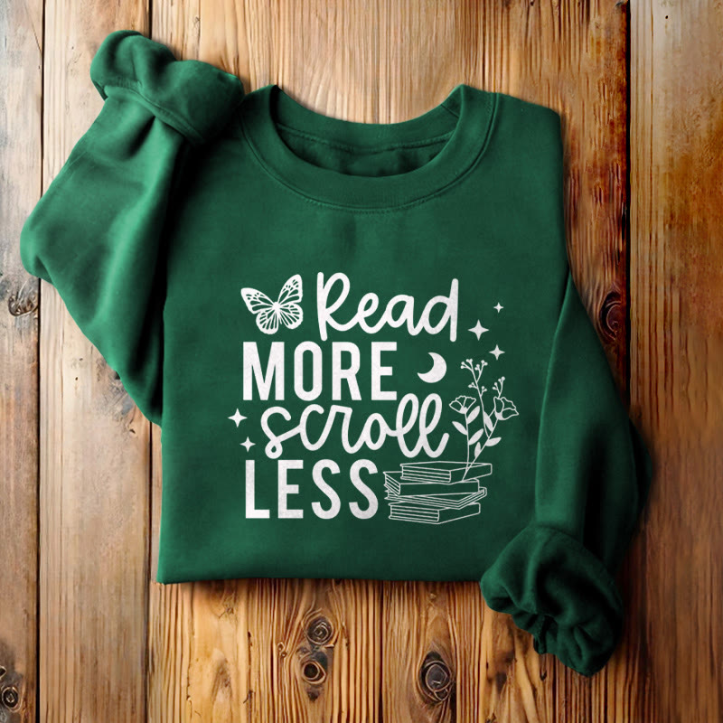 Read More Scroll Less Fleece Lined Sweatshirt Round Neck Sweatshirt