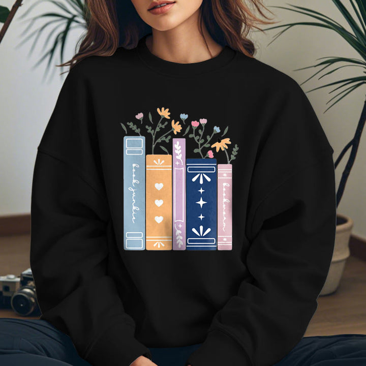 Fleece Lined Sweatshirt For Book Lovers Round Neck Sweatshirt