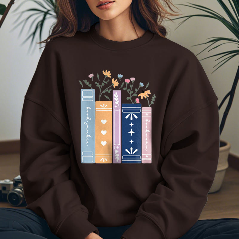 Fleece Lined Sweatshirt For Book Lovers Round Neck Sweatshirt