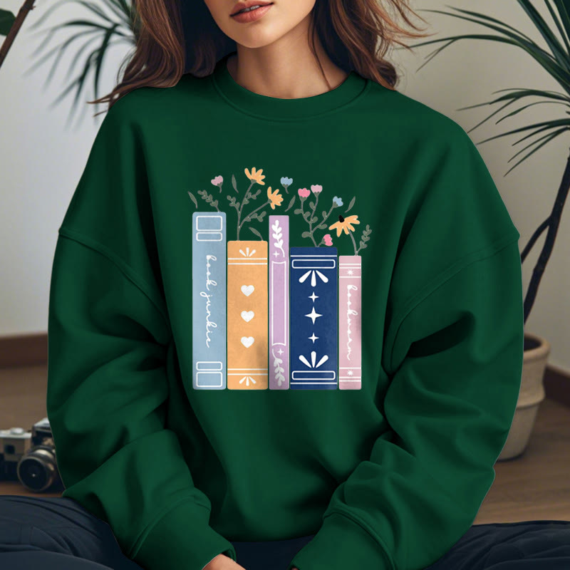 Fleece Lined Sweatshirt For Book Lovers Round Neck Sweatshirt