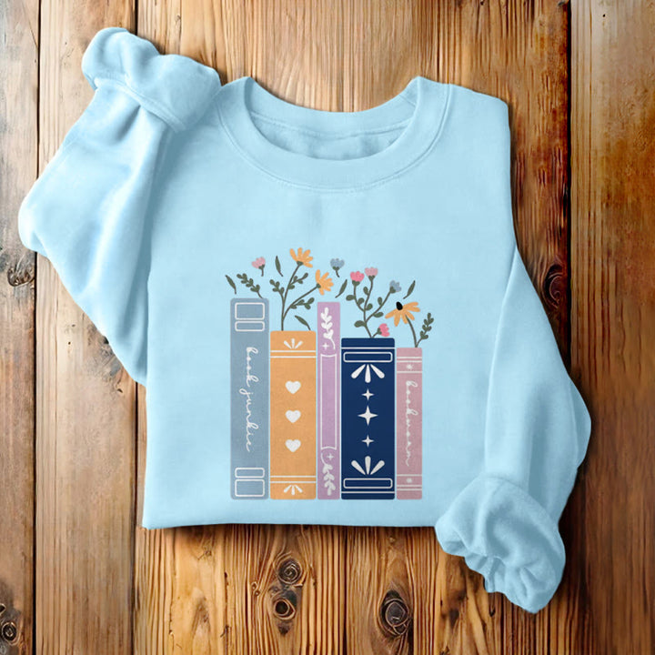 Fleece Lined Sweatshirt For Book Lovers Round Neck Sweatshirt