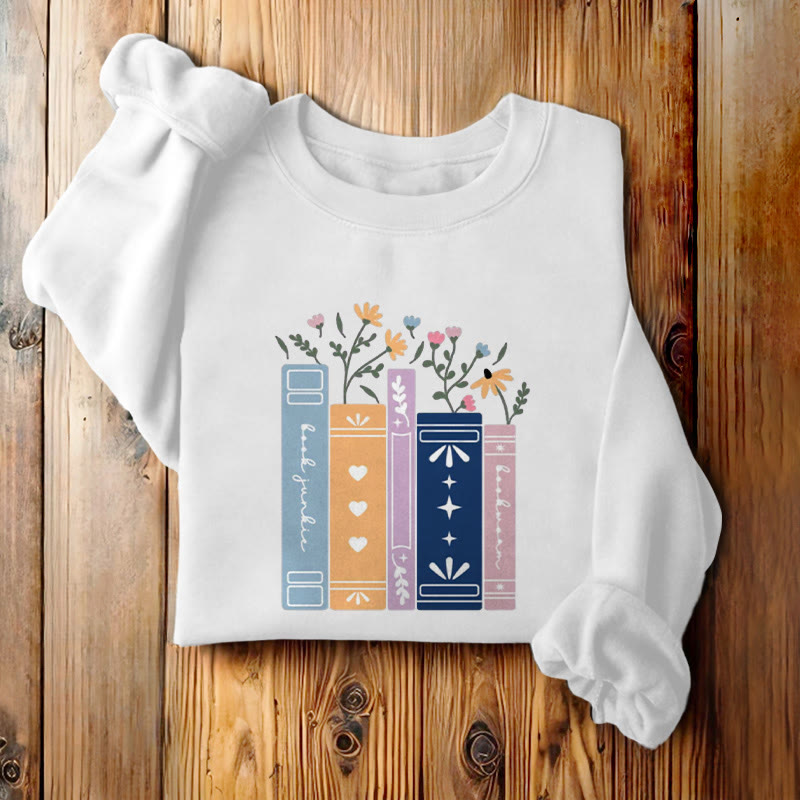 Fleece Lined Sweatshirt For Book Lovers Round Neck Sweatshirt