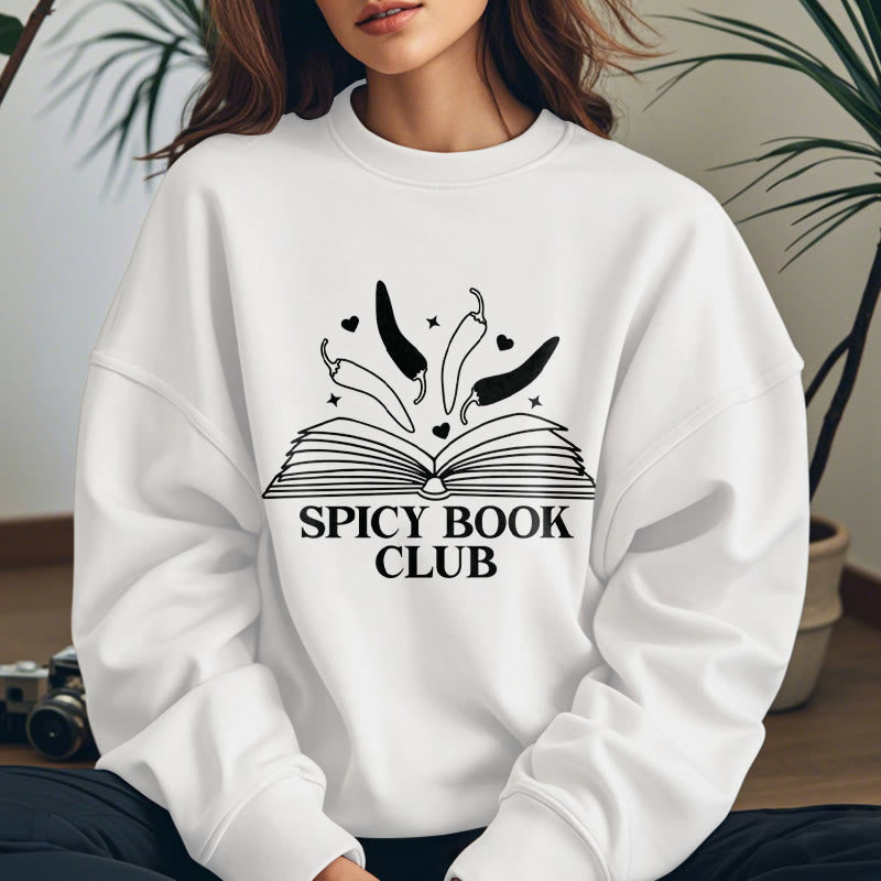 Spicy Book Club Fleece Lined Sweatshirt Round Neck Sweatshirt