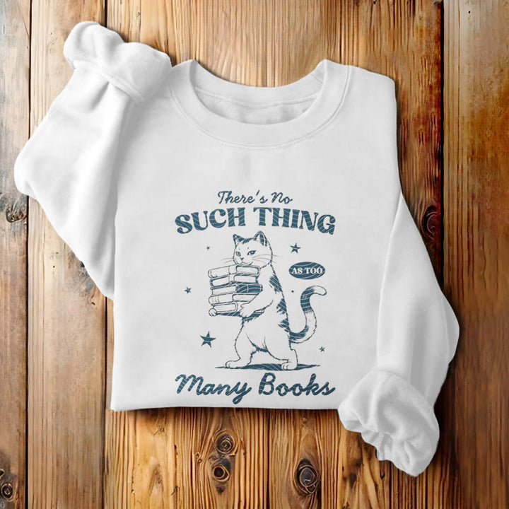 Cat Carrying Books Fleece Lined Sweatshirt Round Neck Sweatshirt