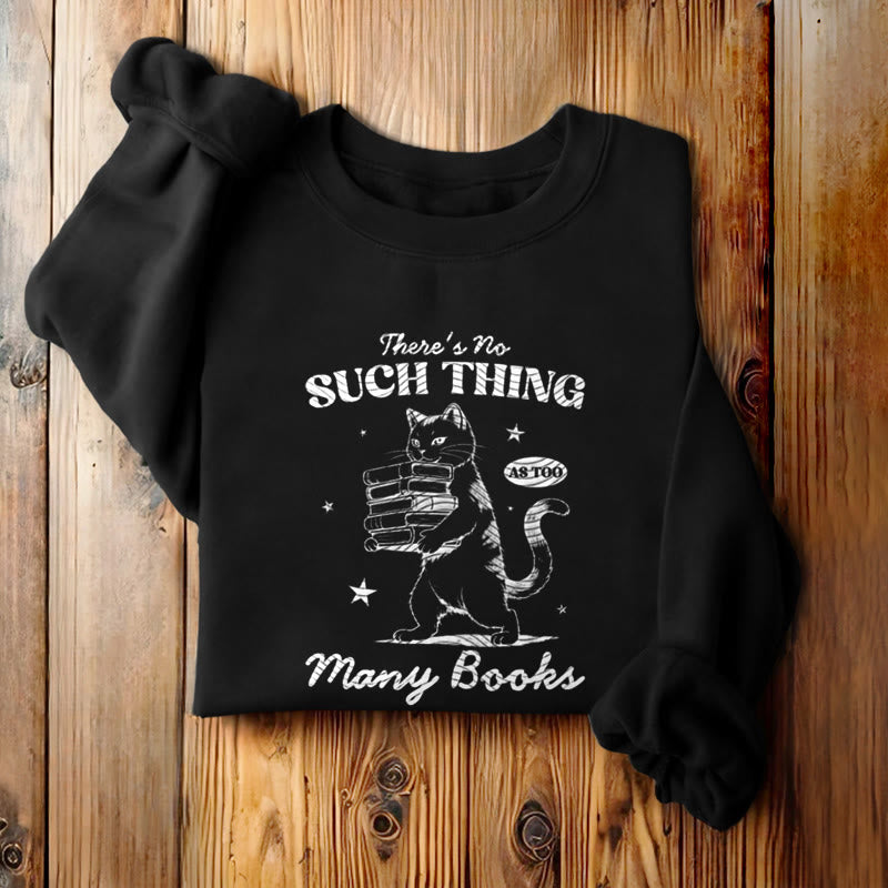 Cat Carrying Books Fleece Lined Sweatshirt Round Neck Sweatshirt