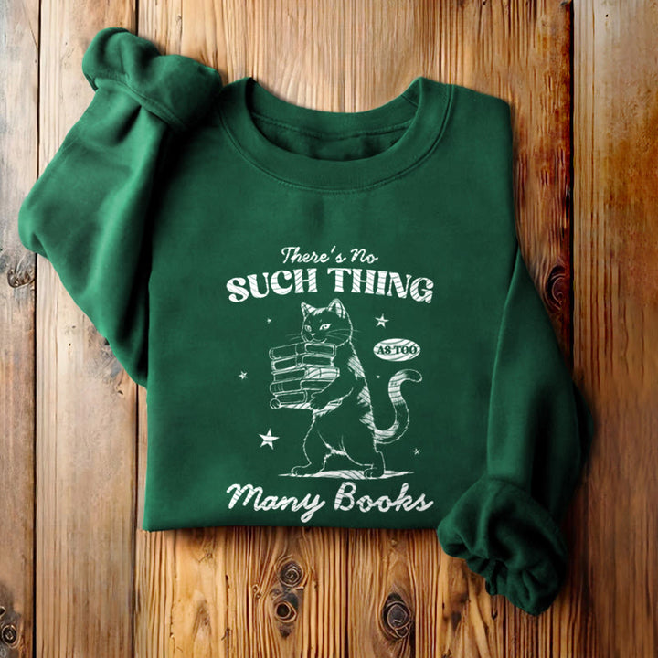 Cat Carrying Books Fleece Lined Sweatshirt Round Neck Sweatshirt