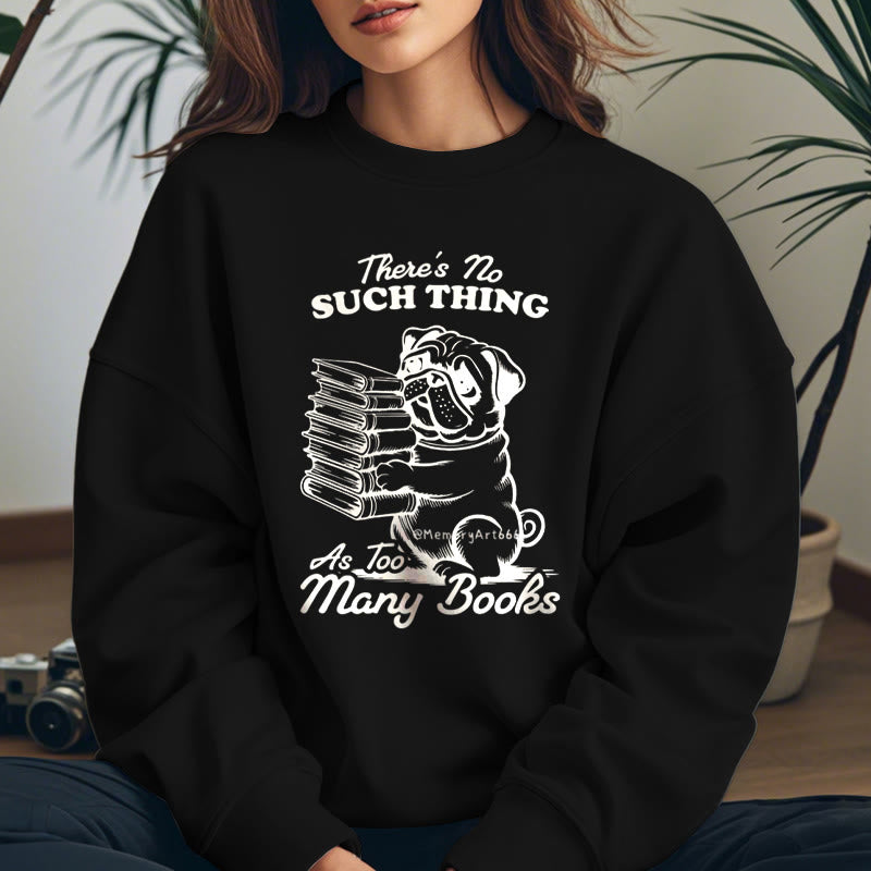 Dog Carrying Books Fleece Lined Sweatshirt Round Neck Sweatshirt