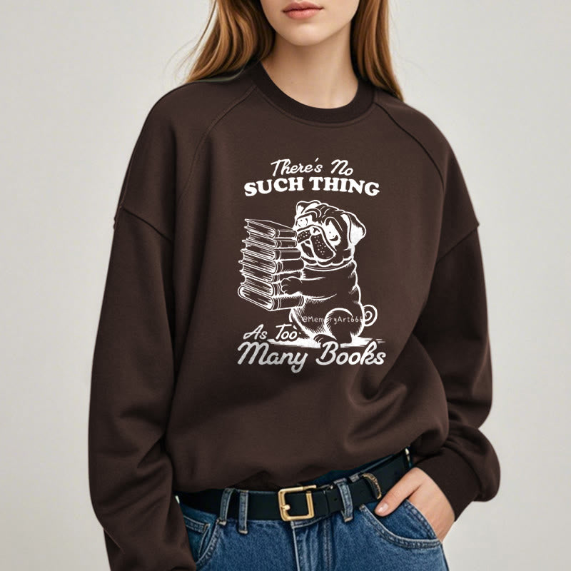 Dog Carrying Books Fleece Lined Sweatshirt Round Neck Sweatshirt