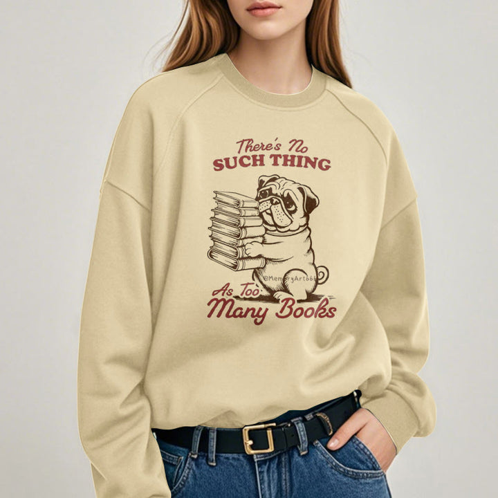 Dog Carrying Books Fleece Lined Sweatshirt Round Neck Sweatshirt