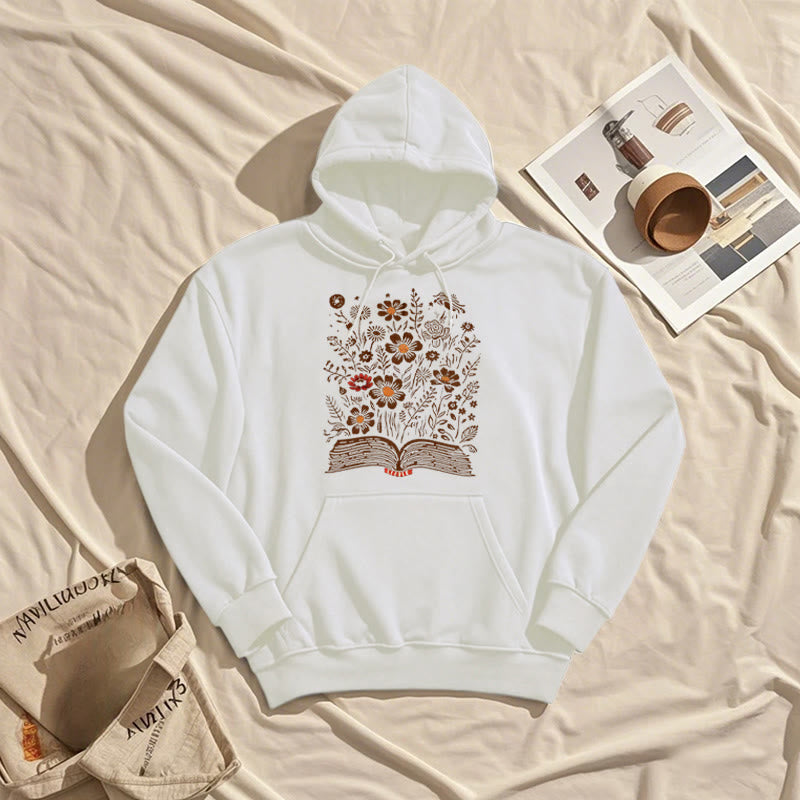 Reading Books For Happiness Fleece Lined Hoodie Comfy Hooded Sweatshirts