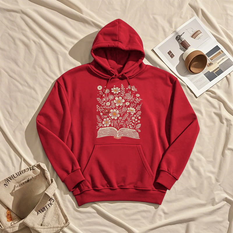 Reading Books For Happiness Fleece Lined Hoodie Comfy Hooded Sweatshirts