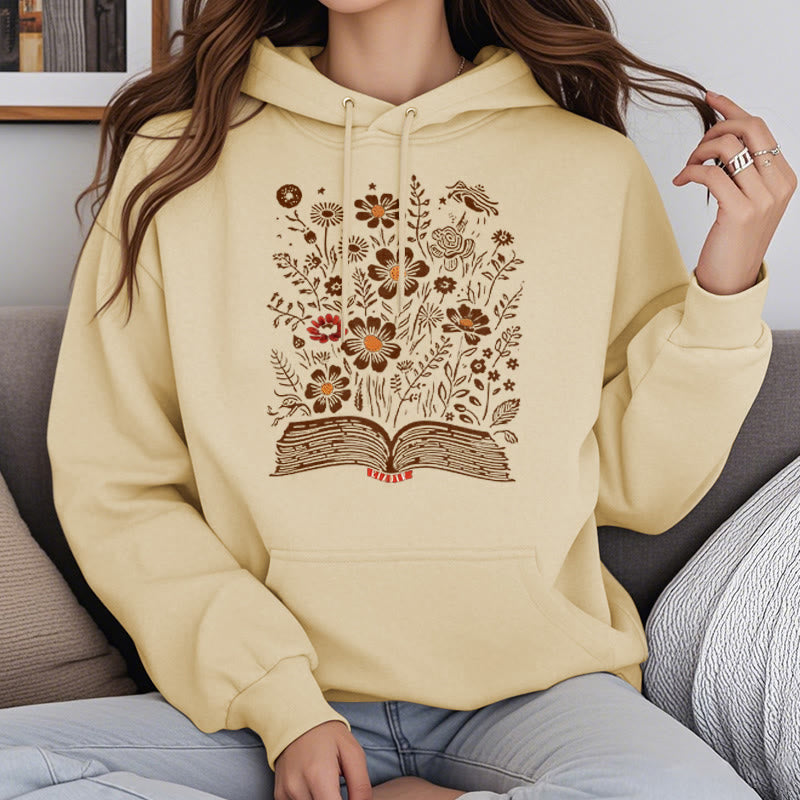 Reading Books For Happiness Fleece Lined Hoodie Comfy Hooded Sweatshirts