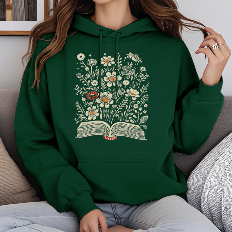 Reading Books For Happiness Fleece Lined Hoodie Comfy Hooded Sweatshirts