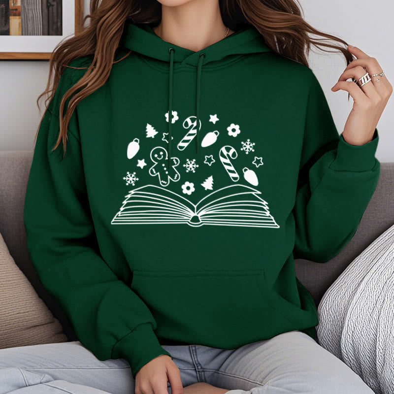 Gingerbread Man In Books Fleece Lined Hoodie Comfy Hooded Sweatshirts