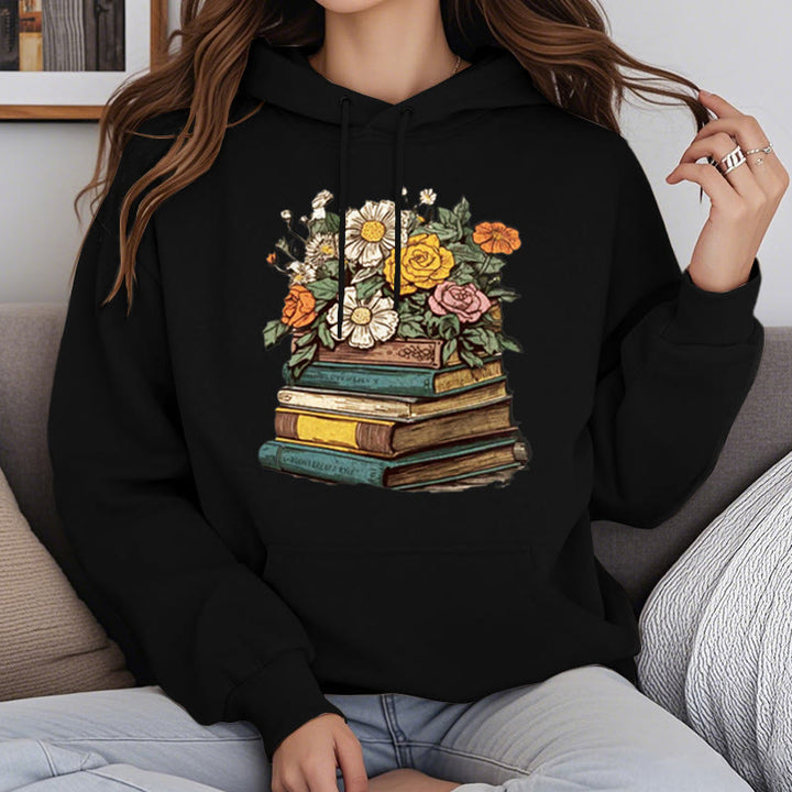 Vintage Blossing Books Fleece Lined Hoodie Comfy Hooded Sweatshirts