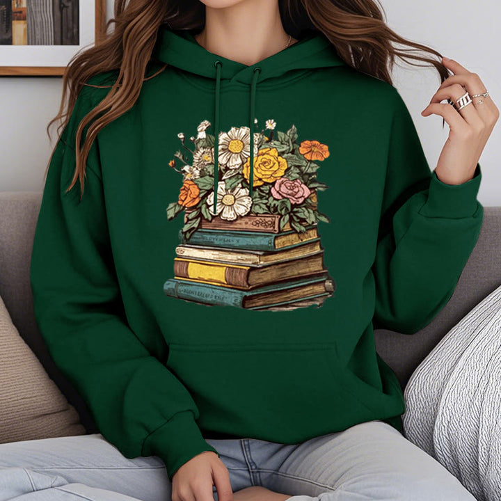 Vintage Blossing Books Fleece Lined Hoodie Comfy Hooded Sweatshirts