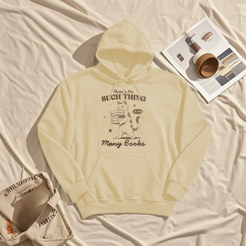 Cat Carrying Books Fleece Lined Hoodie Comfy Hooded Sweatshirts