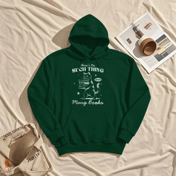 Cat Carrying Books Fleece Lined Hoodie Comfy Hooded Sweatshirts