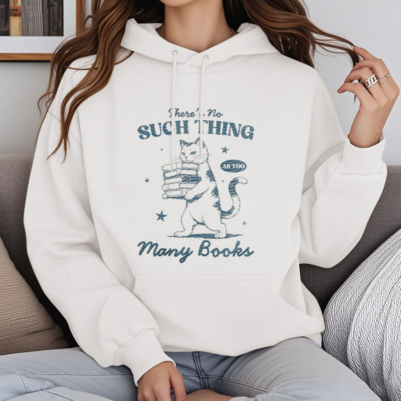 Cat Carrying Books Fleece Lined Hoodie Comfy Hooded Sweatshirts