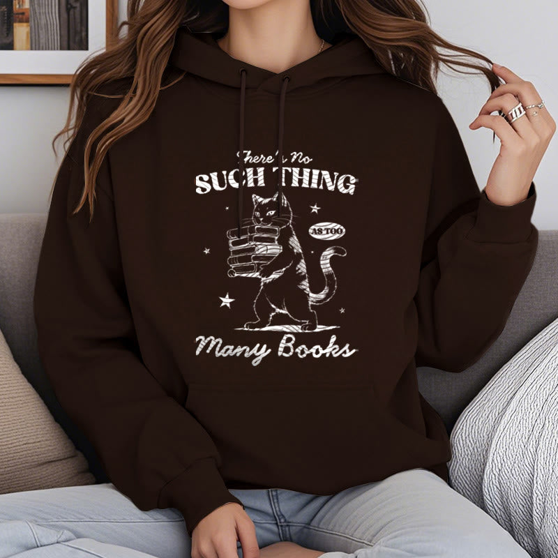 Cat Carrying Books Fleece Lined Hoodie Comfy Hooded Sweatshirts