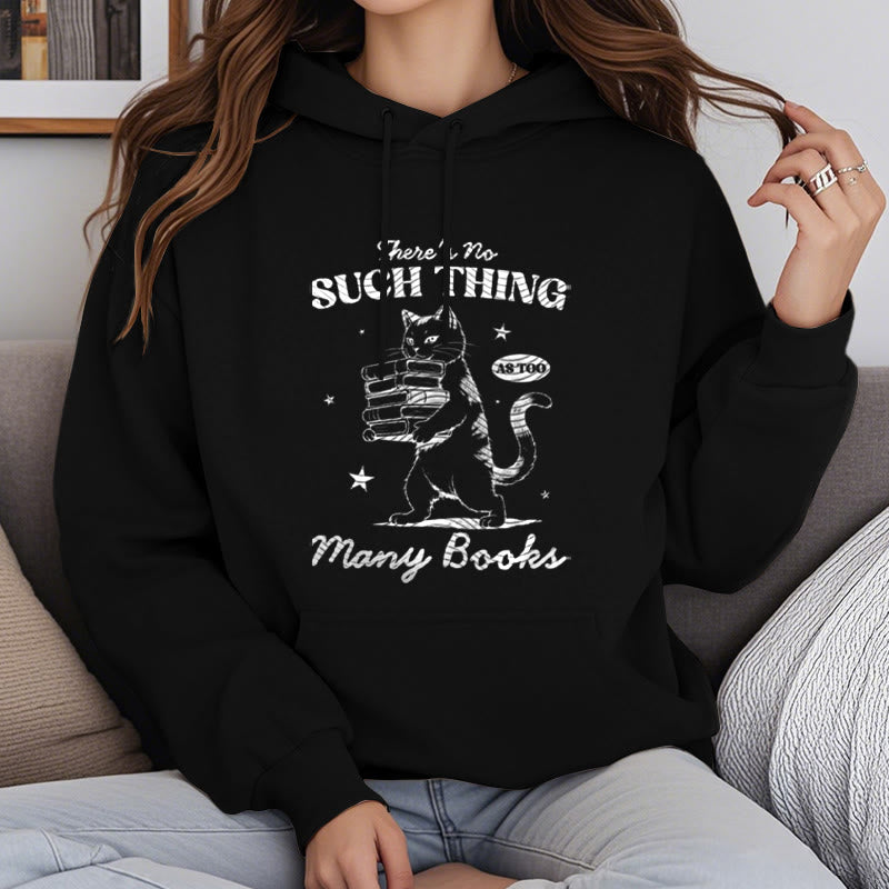 Cat Carrying Books Fleece Lined Hoodie Comfy Hooded Sweatshirts