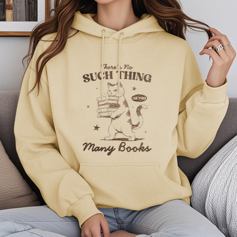 Cat Carrying Books Fleece Lined Hoodie Comfy Hooded Sweatshirts