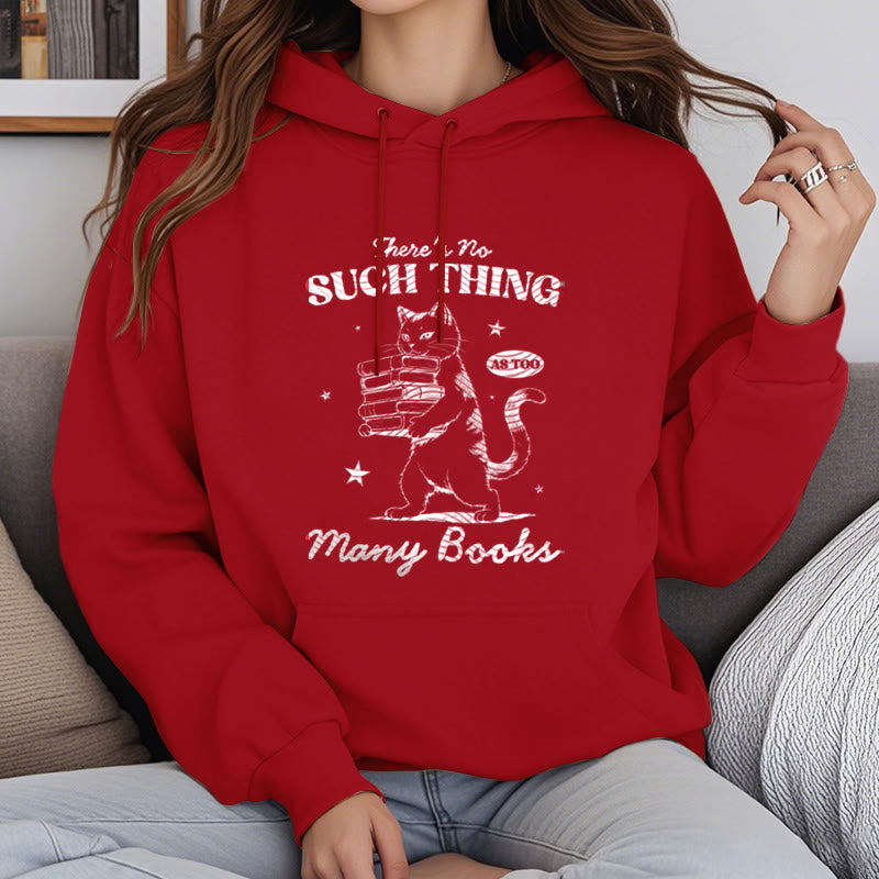 Cat Carrying Books Fleece Lined Hoodie Comfy Hooded Sweatshirts