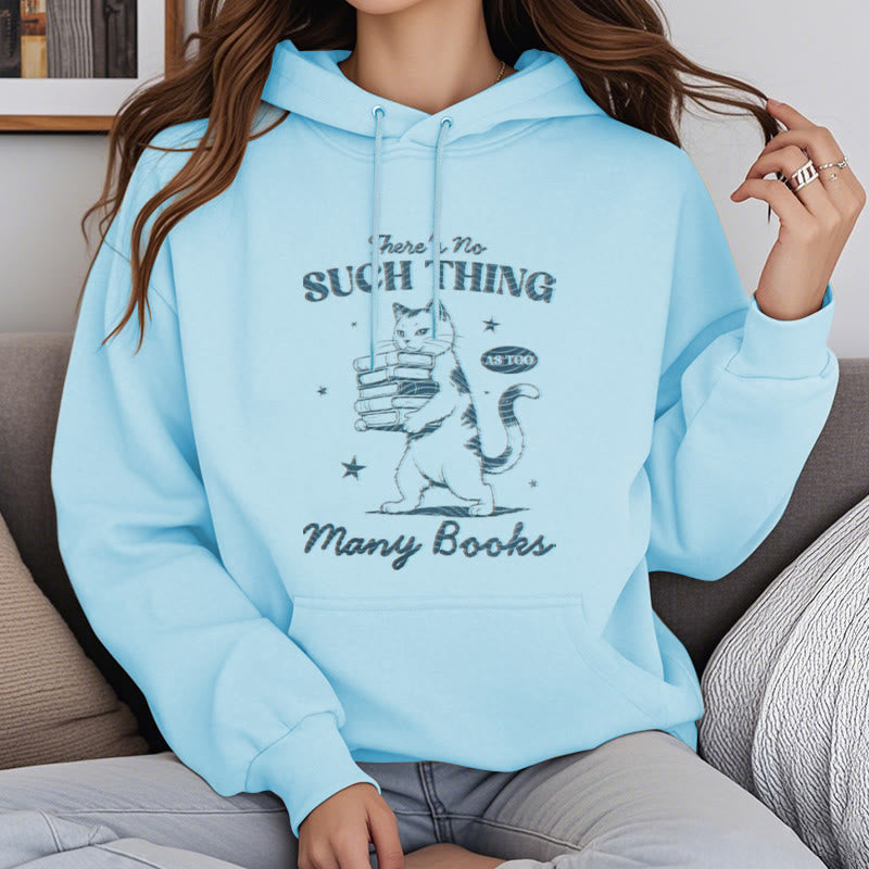 Cat Carrying Books Fleece Lined Hoodie Comfy Hooded Sweatshirts