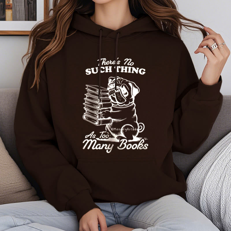 Dog Carrying Books Fleece Lined Hoodie Comfy Hooded Sweatshirts