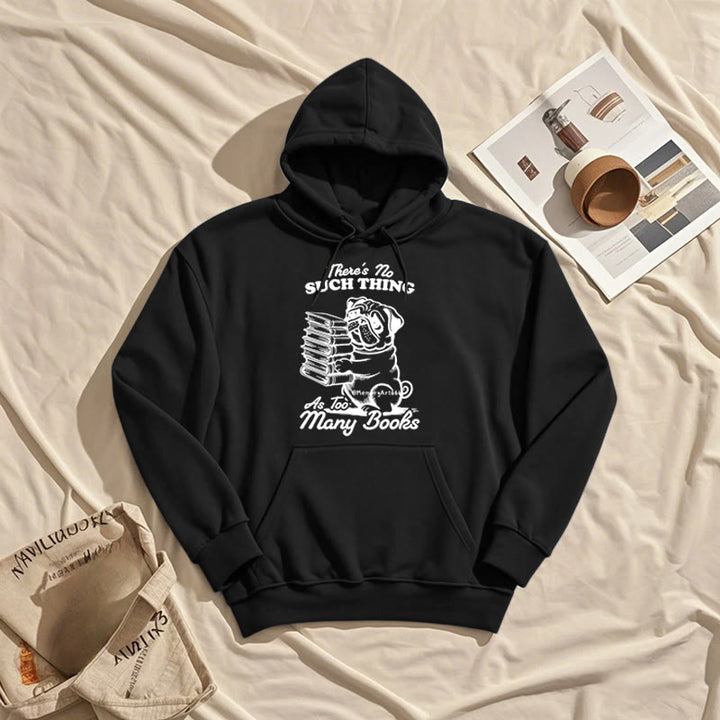 Dog Carrying Books Fleece Lined Hoodie Comfy Hooded Sweatshirts