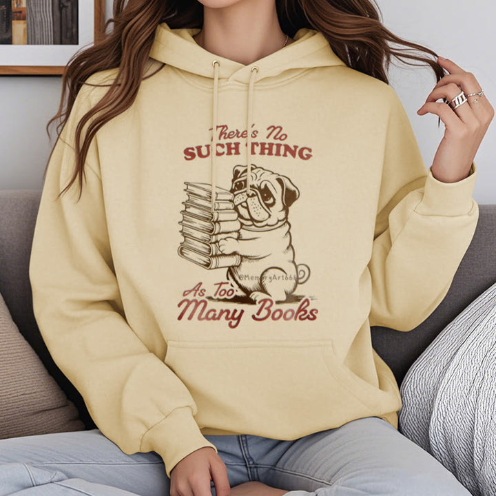 Dog Carrying Books Fleece Lined Hoodie Comfy Hooded Sweatshirts