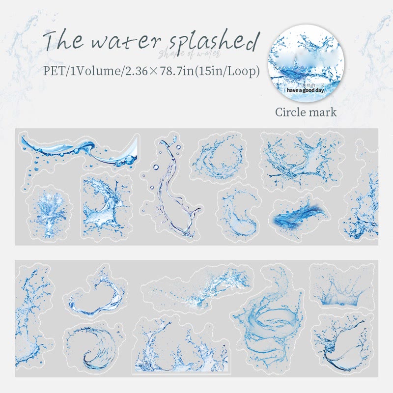 Water Shape Series PET Tape Loop For Journal Crafts